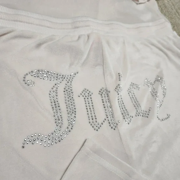 Juicy Couture Tracksuit Women XL Bone White Pants Jacket Velour Y2K Baby Doll - Picture 2 of 11
